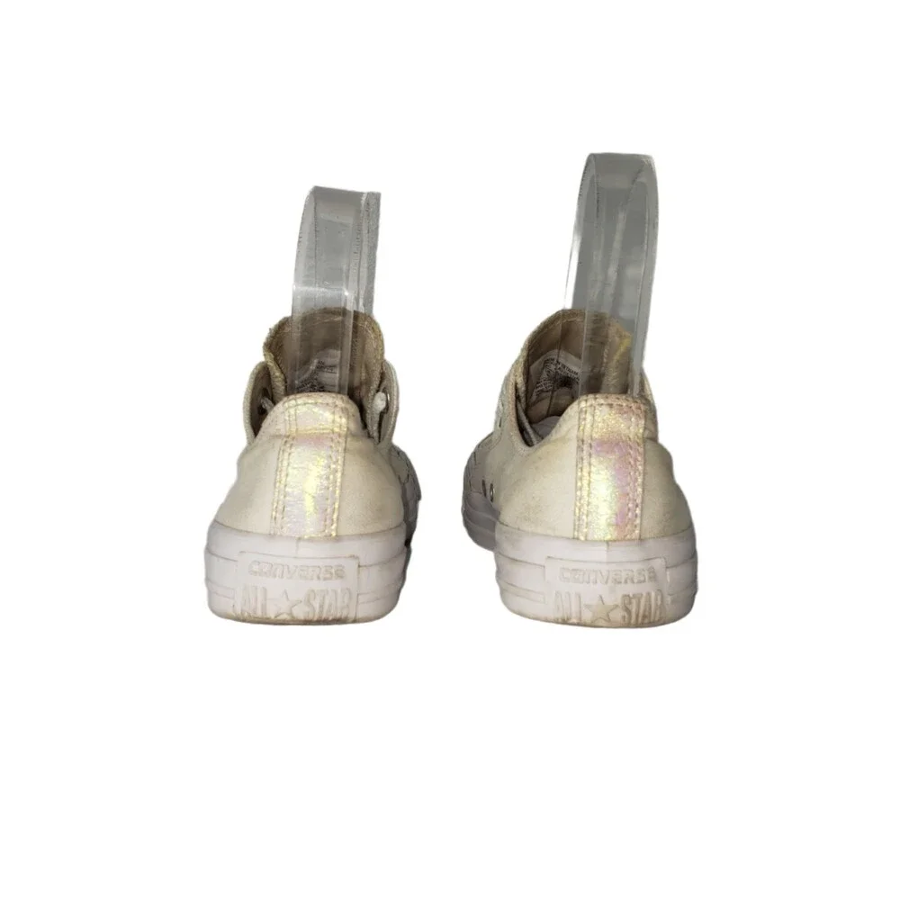 CONVERSE ALL STAR Low Profile White Sneakers Iridescent Detail Women's Size 7 - Picture 4 of 12